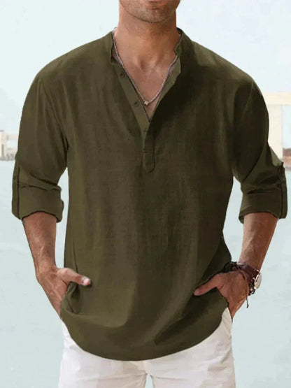 Zylo Men's Linen Shirt – Breathable Slim Fit for Everyday Comfort 8