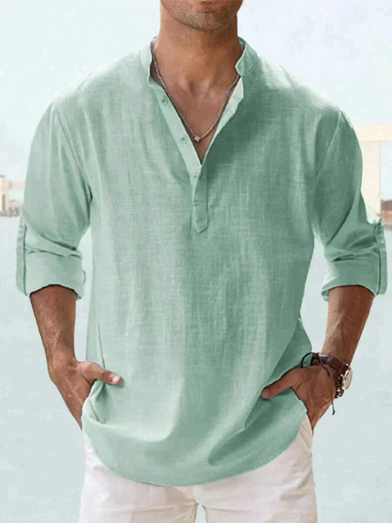Zylo Men's Linen Shirt – Breathable Slim Fit for Everyday Comfort 9