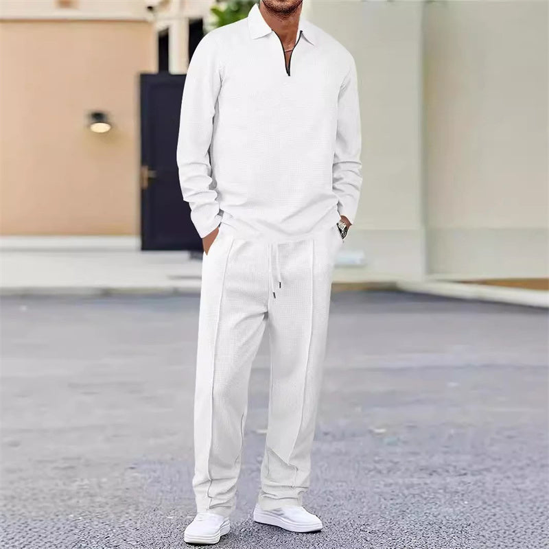 Zylo Men's Set – Waffle Knit Sweatshirt & Pants for Cozy Comfort 0