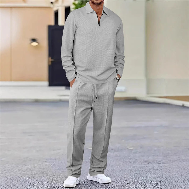 Zylo Men's Set – Waffle Knit Sweatshirt & Pants for Cozy Comfort 1