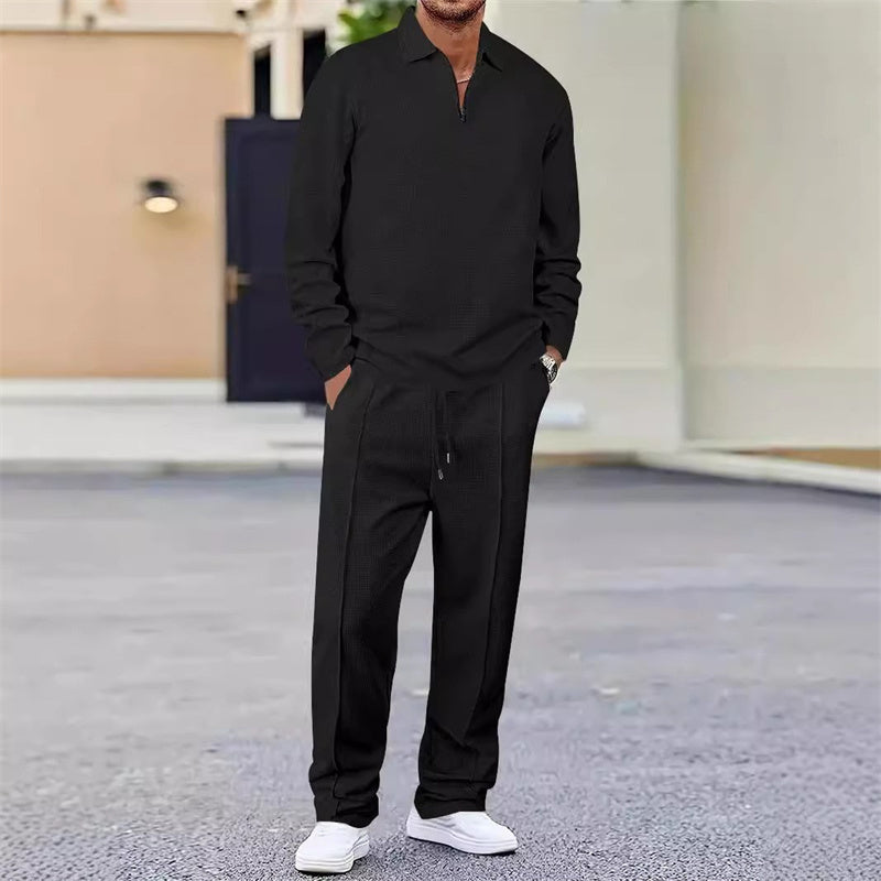 Zylo Men's Set – Waffle Knit Sweatshirt & Pants for Cozy Comfort 2