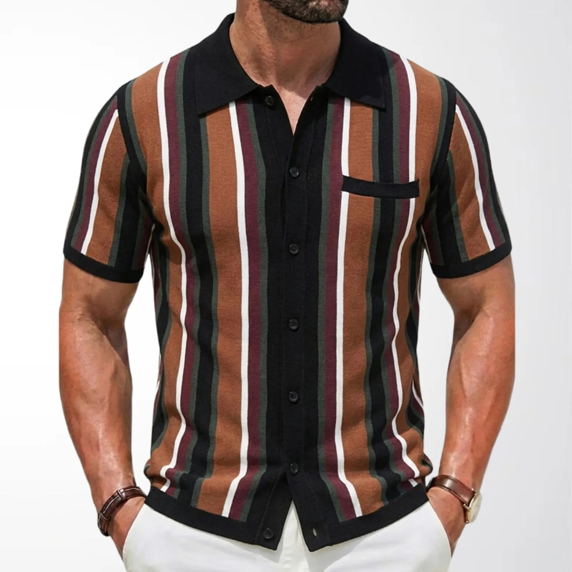 Zylo Men's Striped Polo Shirt – Breathable Comfort for Summer Activities 15