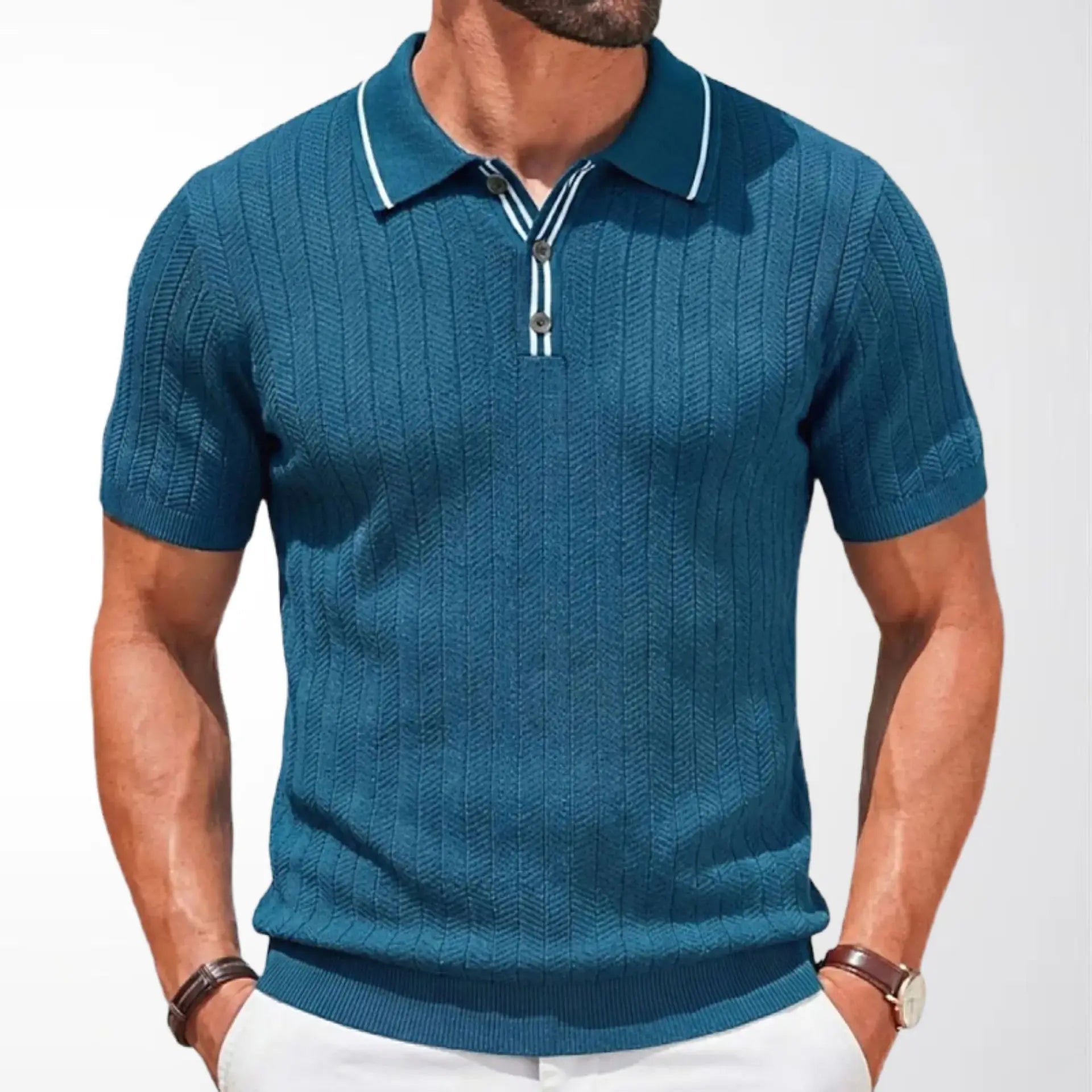 Zylo Men's Striped Polo Shirt – Breathable Comfort for Summer Activities 23