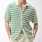 Cream Teal Striped