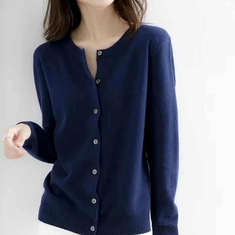 Zyra Women's Cardigan Sweater – Soft O-Neck Cozy Layering Essential 0