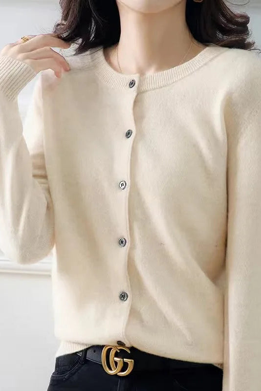 Zyra Women's Cardigan Sweater – Soft O-Neck Cozy Layering Essential 1