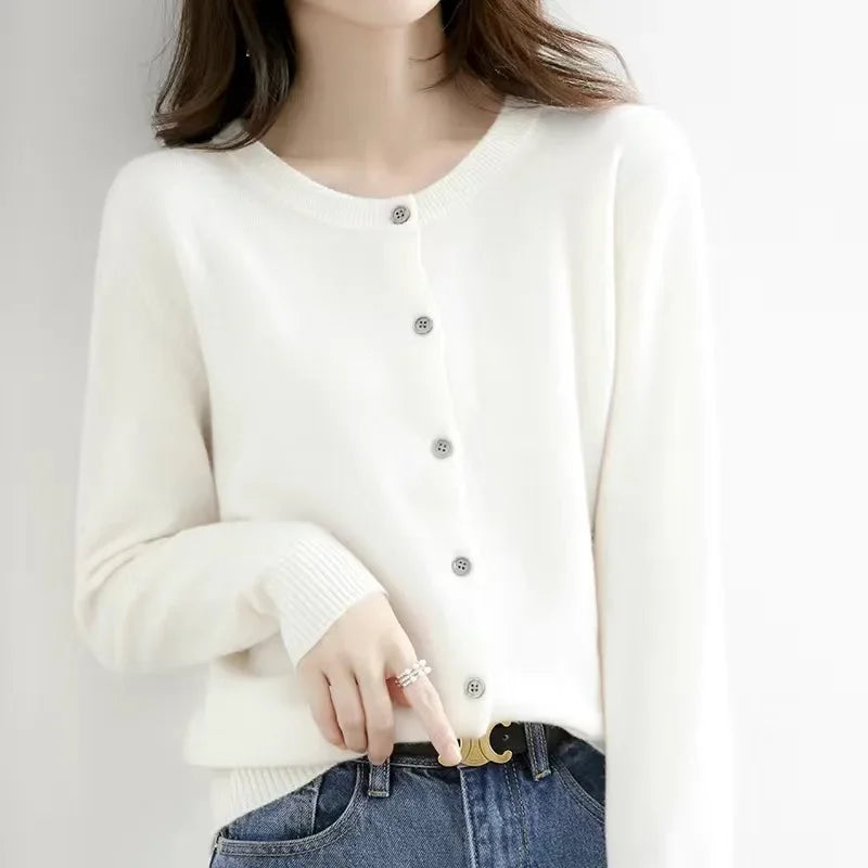 Zyra Women's Cardigan Sweater – Soft O-Neck Cozy Layering Essential 10