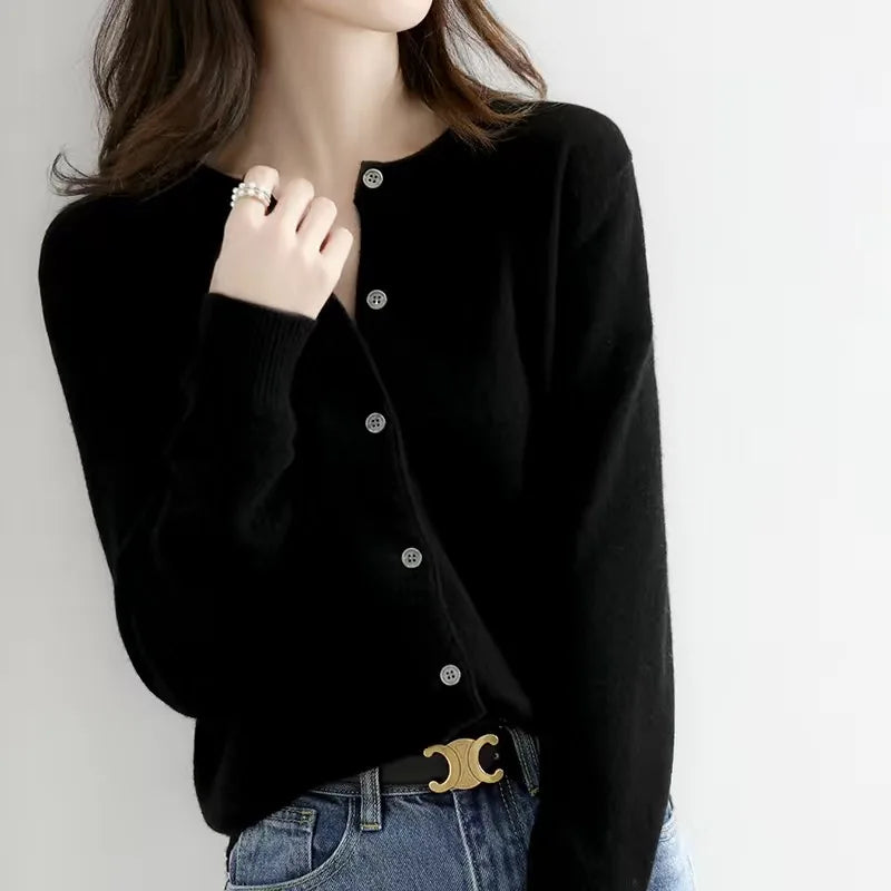 Zyra Women's Cardigan Sweater – Soft O-Neck Cozy Layering Essential 2