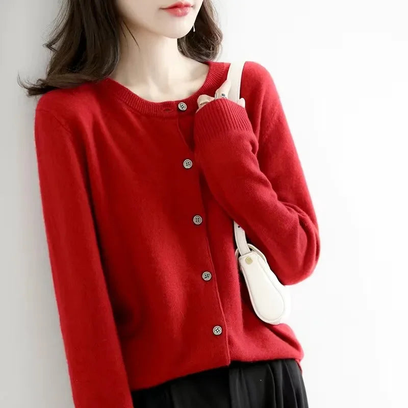 Zyra Women's Cardigan Sweater – Soft O-Neck Cozy Layering Essential 3
