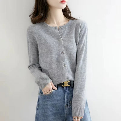 Zyra Women's Cardigan Sweater – Soft O-Neck Cozy Layering Essential 4