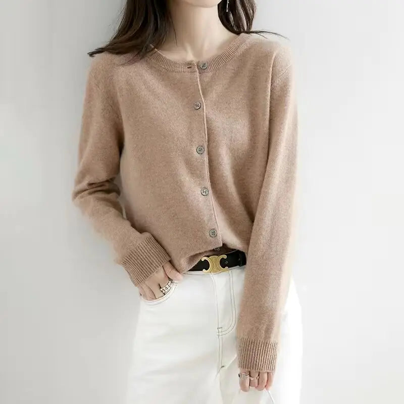 Zyra Women's Cardigan Sweater – Soft O-Neck Cozy Layering Essential 6