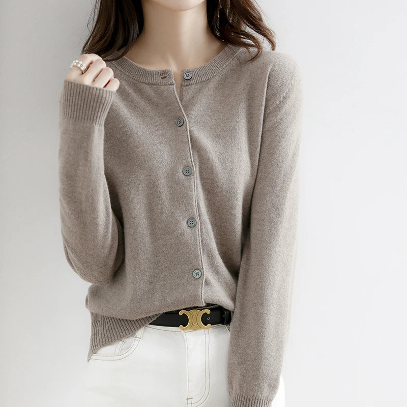 Zyra Women's Cardigan Sweater – Soft O-Neck Cozy Layering Essential 8