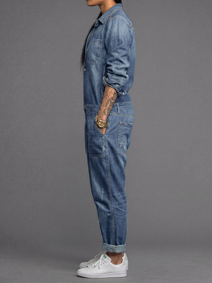 Zyra Women's Denim Jumpsuit – Vintage Style Comfort for Year-Round Wear 2