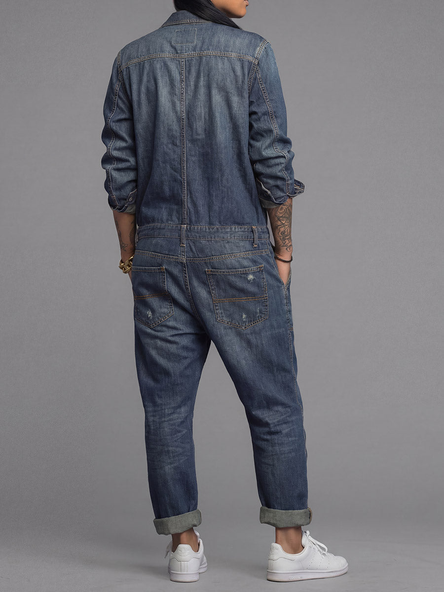 Zyra Women's Denim Jumpsuit – Vintage Style Comfort for Year-Round Wear 4
