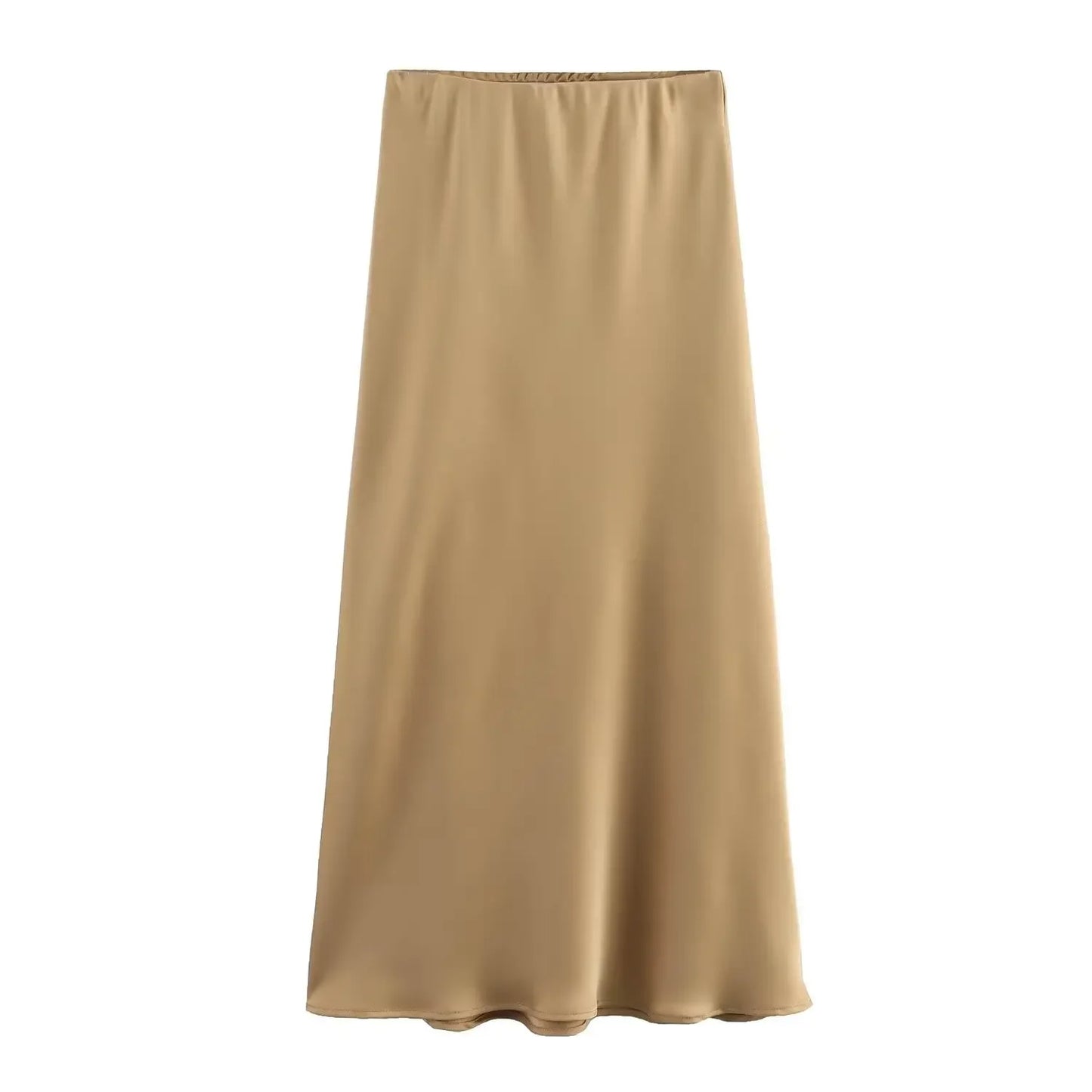 Zyra Women's Elegant Midi Skirt – Chic High Waist Satin Design 16
