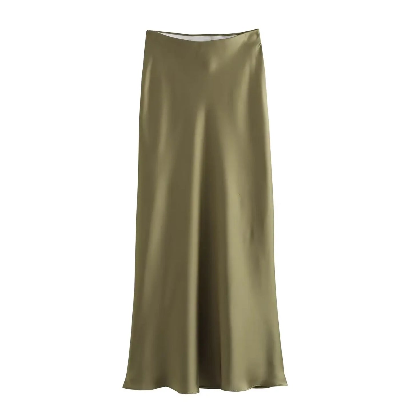 Zyra Women's Elegant Midi Skirt – Chic High Waist Satin Design 17