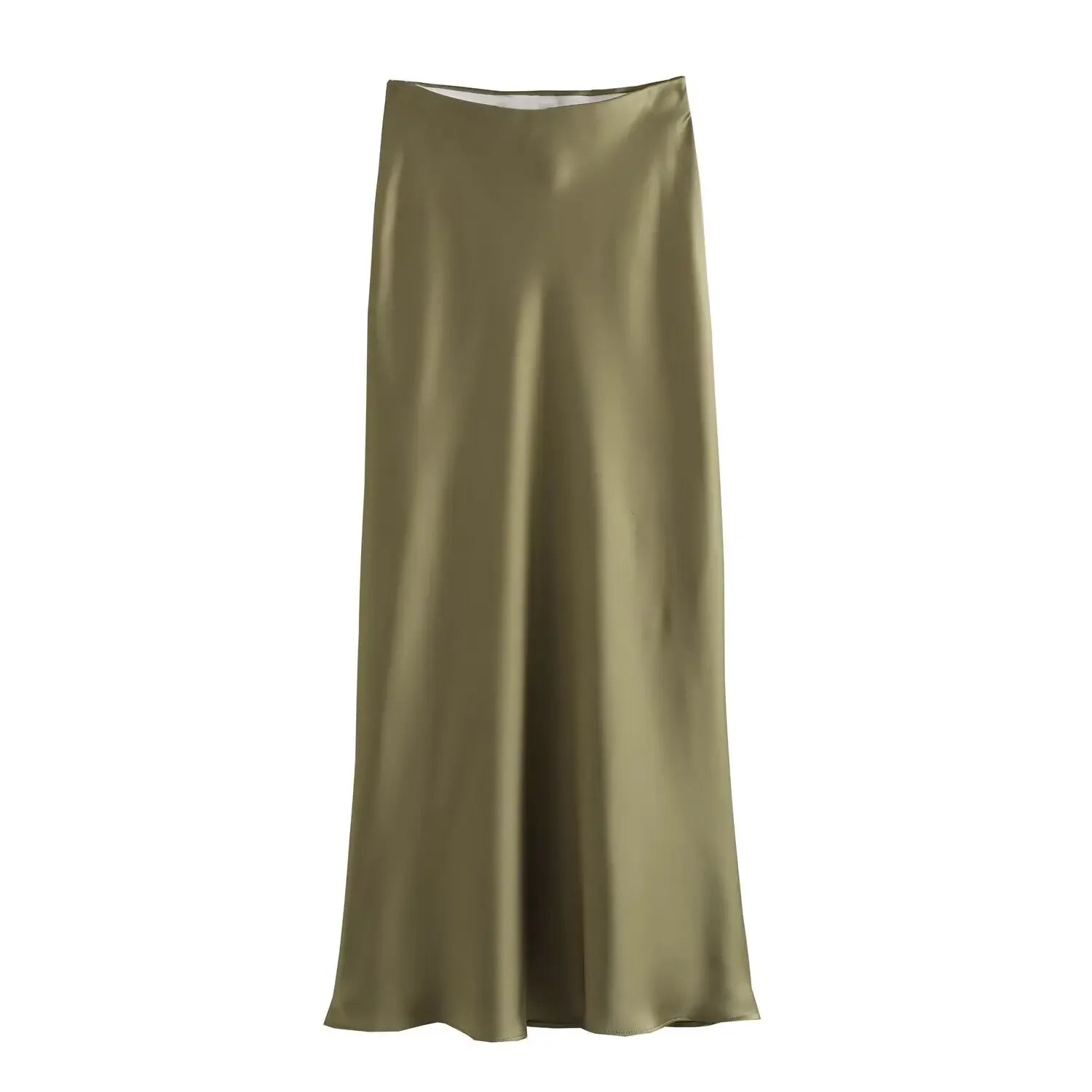 Zyra Women's Elegant Midi Skirt – Chic High Waist Satin Design 17