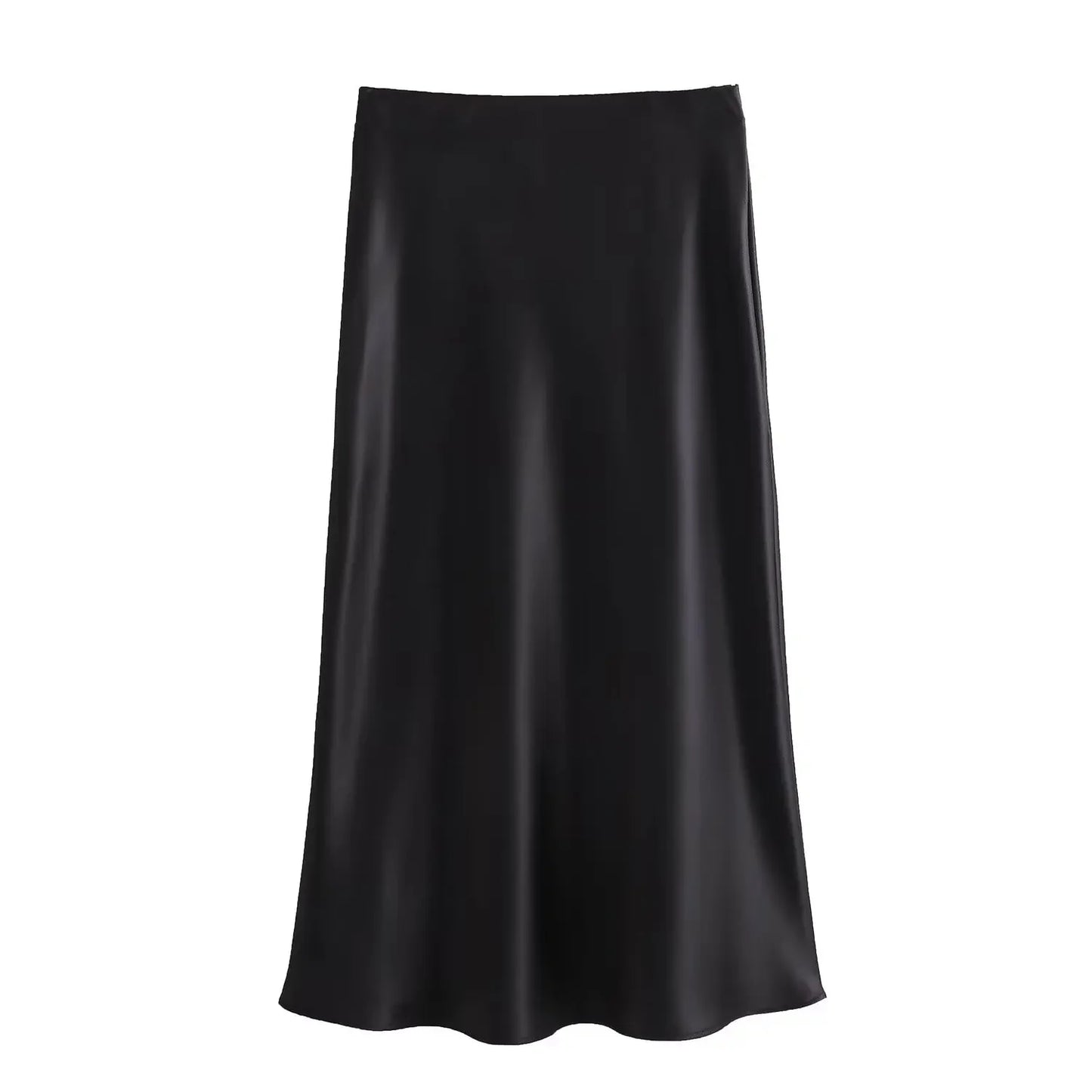 Zyra Women's Elegant Midi Skirt – Chic High Waist Satin Design 7