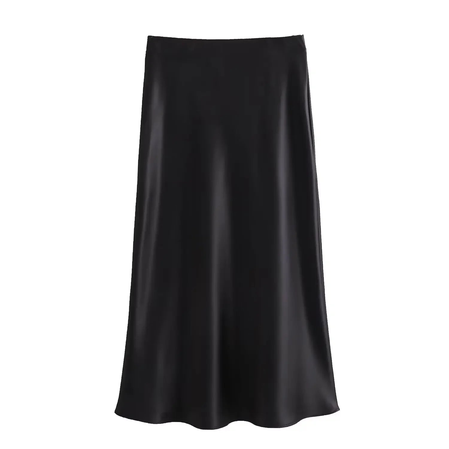 Zyra Women's Elegant Midi Skirt – Chic High Waist Satin Design 7