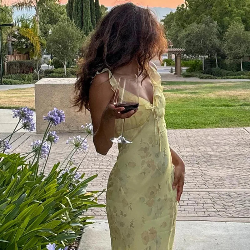 Zyra Women's Floral Print Maxi Dress – Chic Backless Summer Style 2