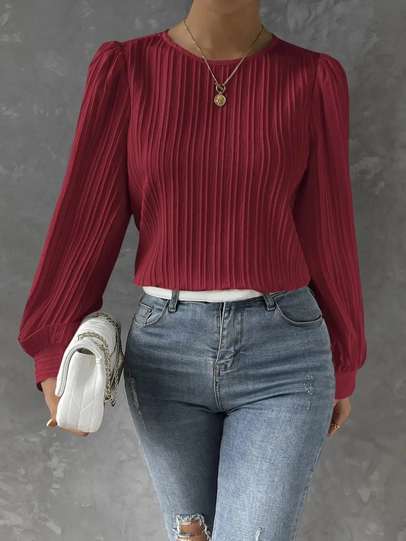 Zyra Women's Pleated Blouse – Lightweight Long Sleeve Elegance 12