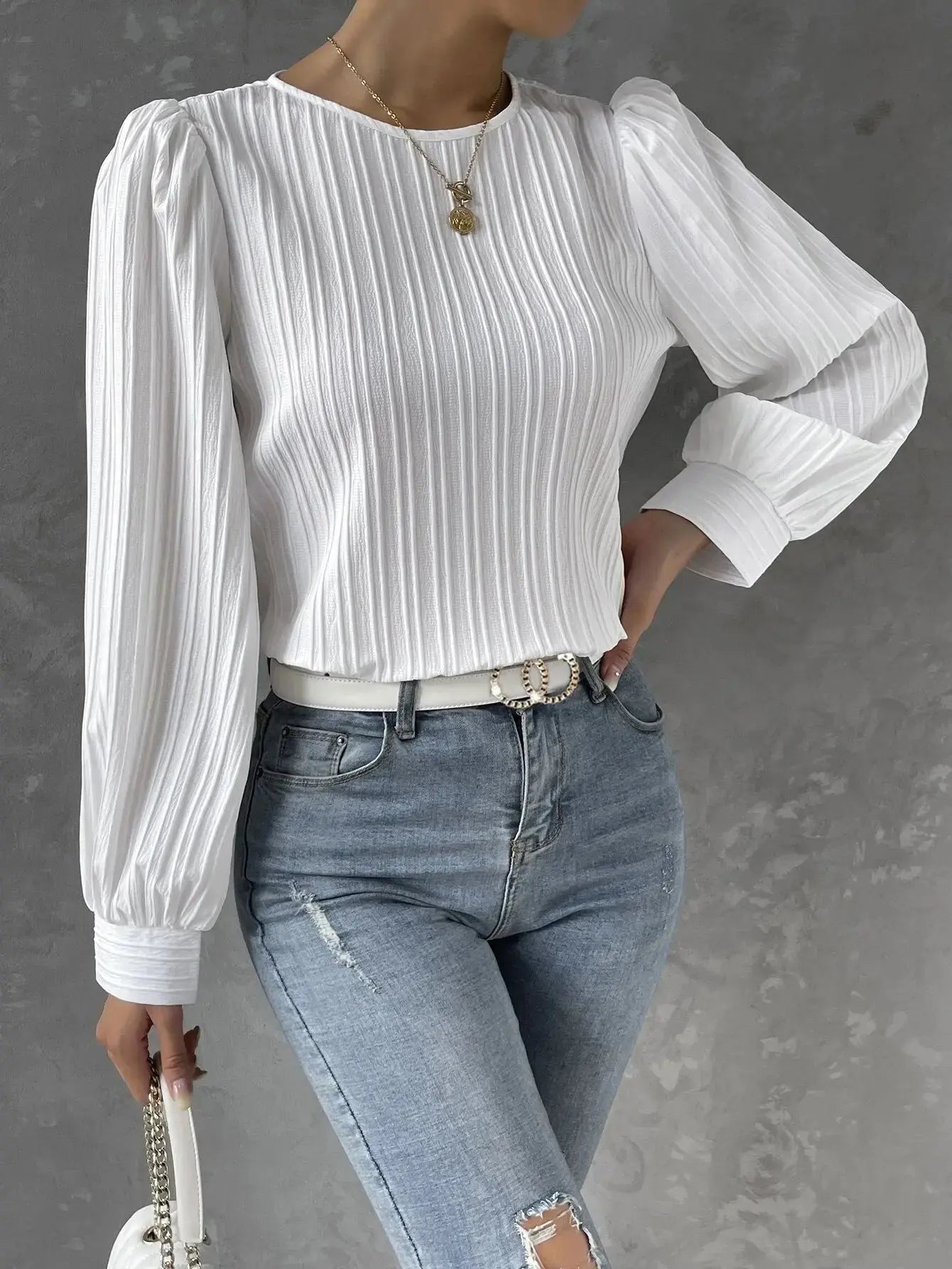 Zyra Women's Pleated Blouse – Lightweight Long Sleeve Elegance 2