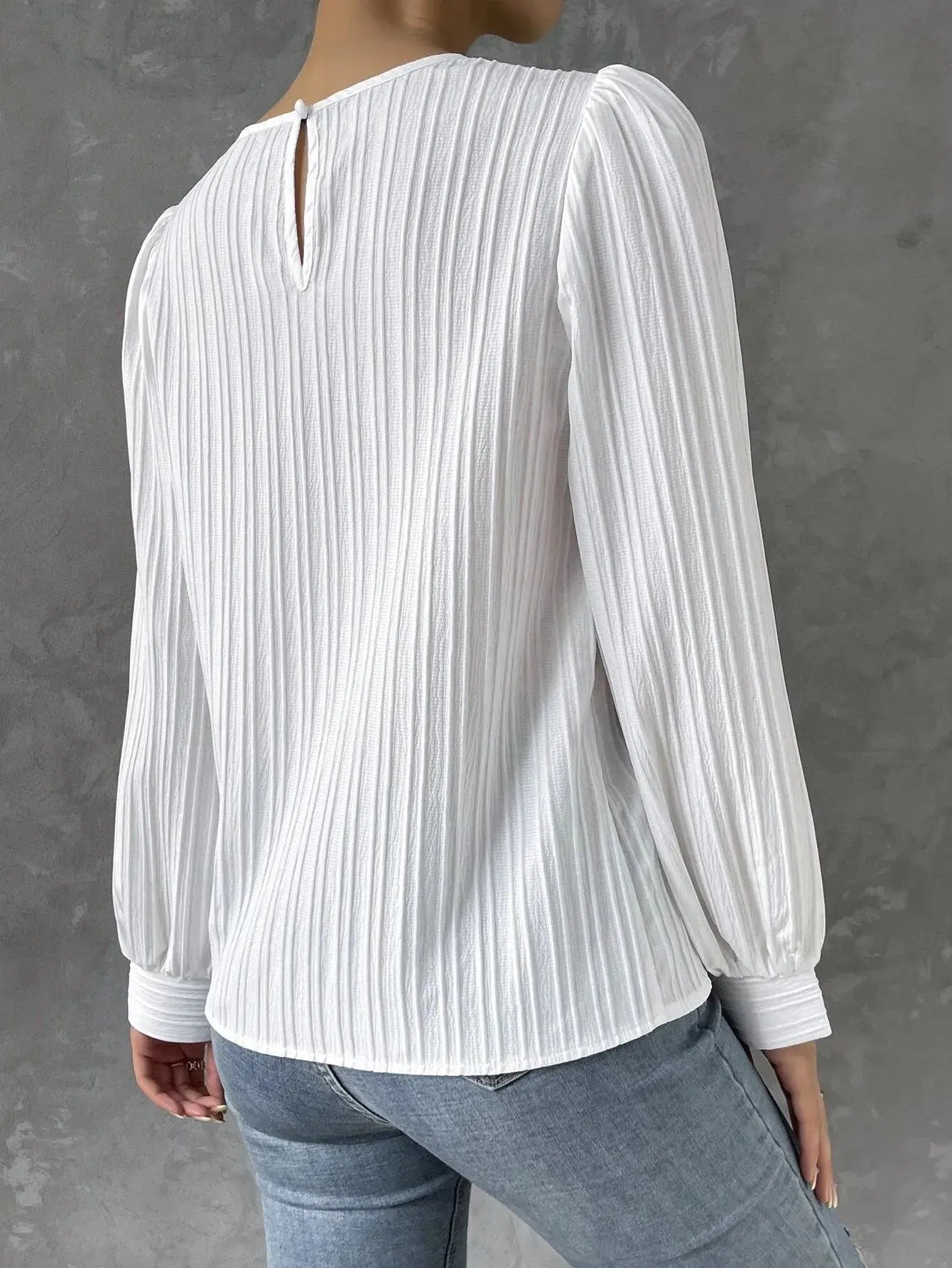 Zyra Women's Pleated Blouse – Lightweight Long Sleeve Elegance 3