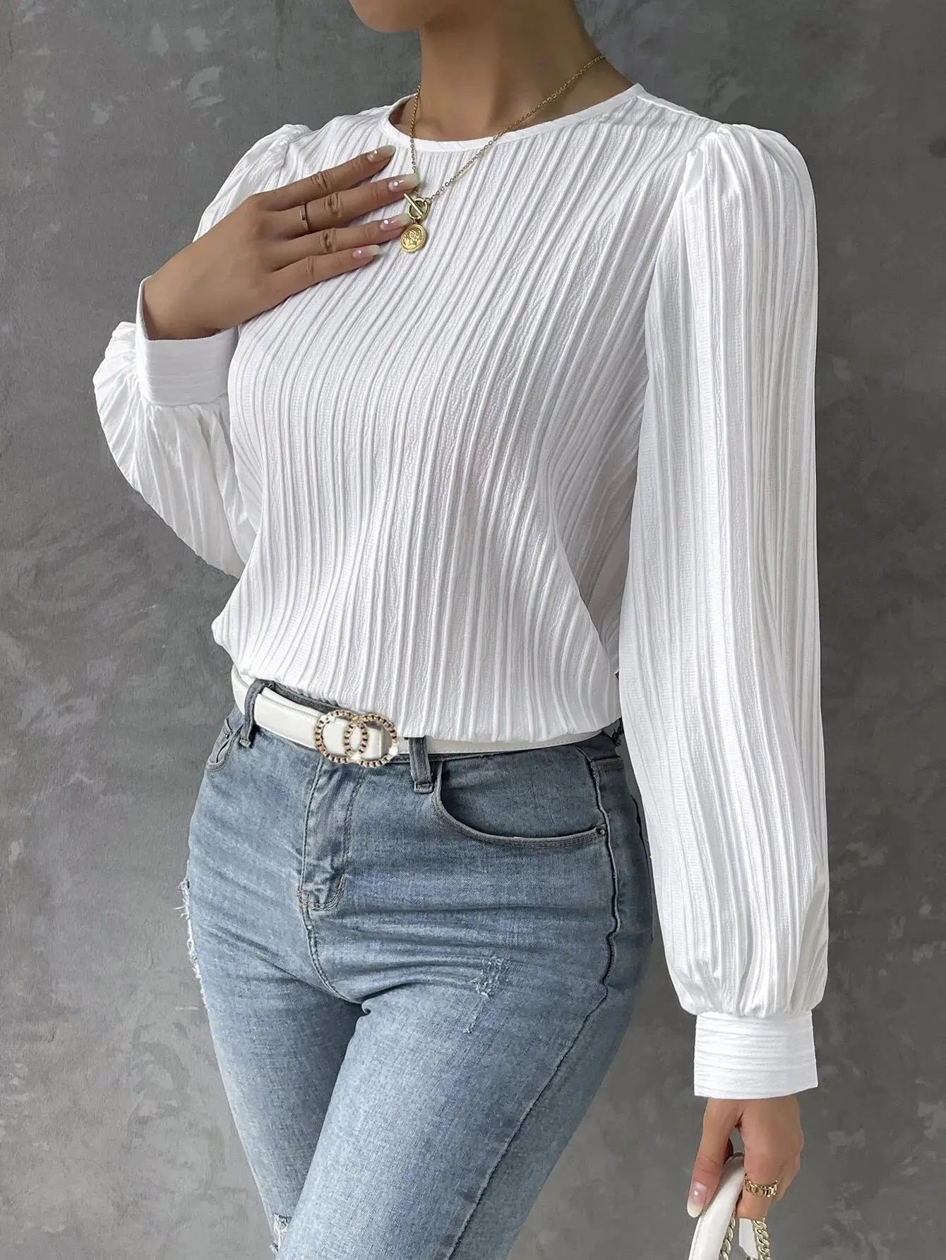 Zyra Women's Pleated Blouse – Lightweight Long Sleeve Elegance 6