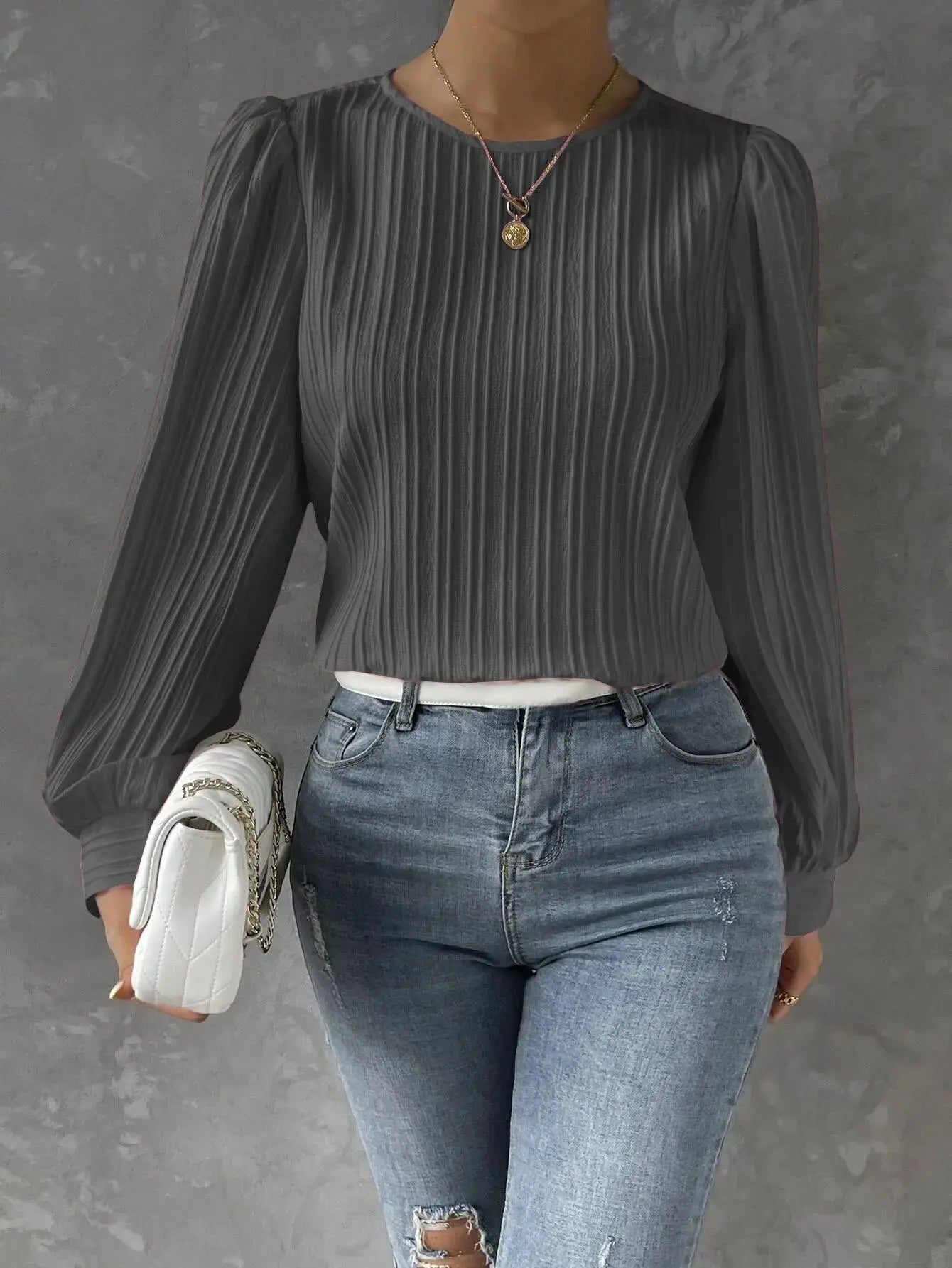 Zyra Women's Pleated Blouse – Lightweight Long Sleeve Elegance 8