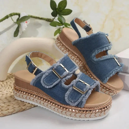Zyra Women's Sandals – Adjustable Denim Comfort for Summer Outings 4
