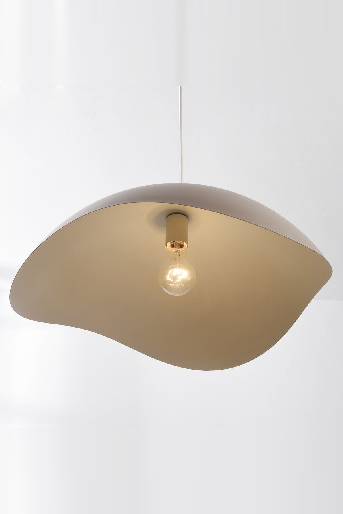 Wave Pendant Light – organic metal shade, sand taupe, adjustable cord