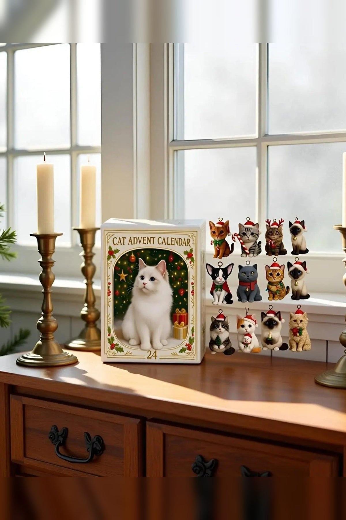 Cat Advent Calendar – 24 Acrylic Kitten Ornaments to Hang