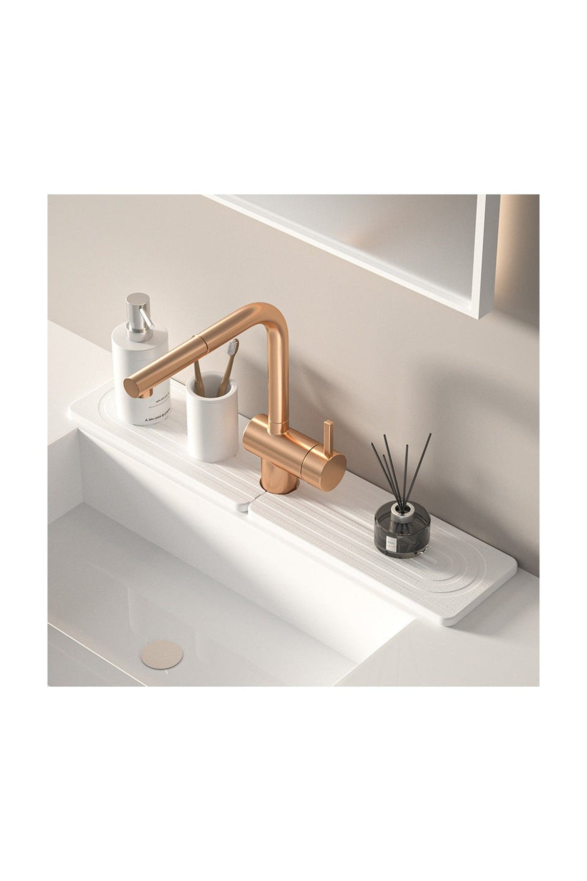 Diatomite Drying Mat – absorbs splashes beside the sink, wipes clean