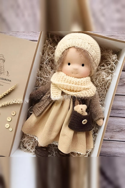 Handmade Waldorf Doll – soft plush toy, natural cotton & wool, hypoallergenic