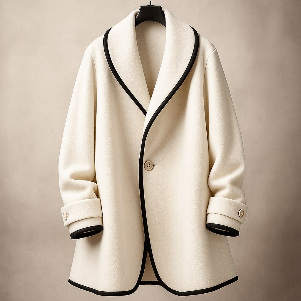 Coat Women - Swing Coat with Contrast Trim Lapel