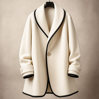 Coat Women - Swing Coat with Contrast Trim Lapel
