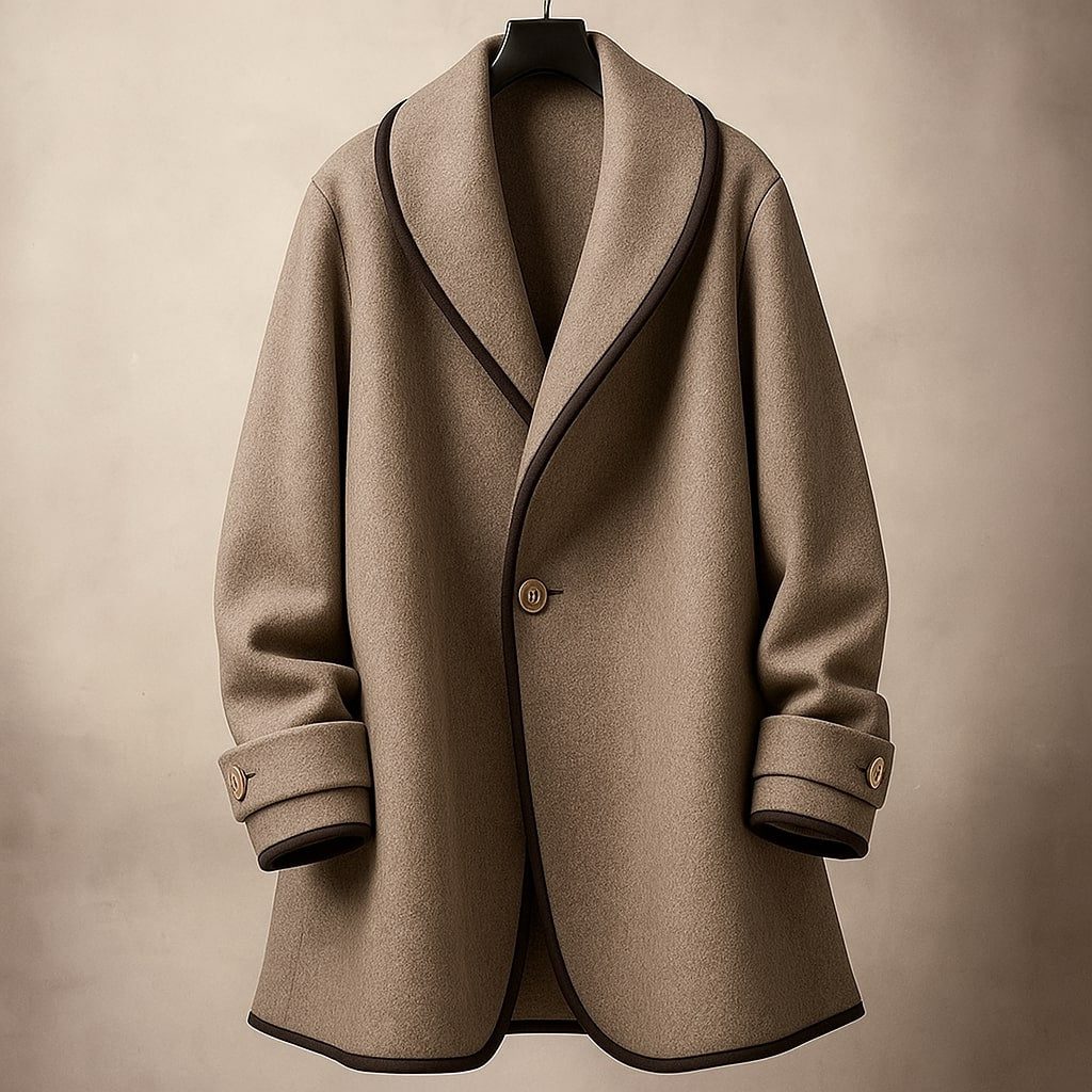 Coat Women - Swing Coat with Contrast Trim Lapel