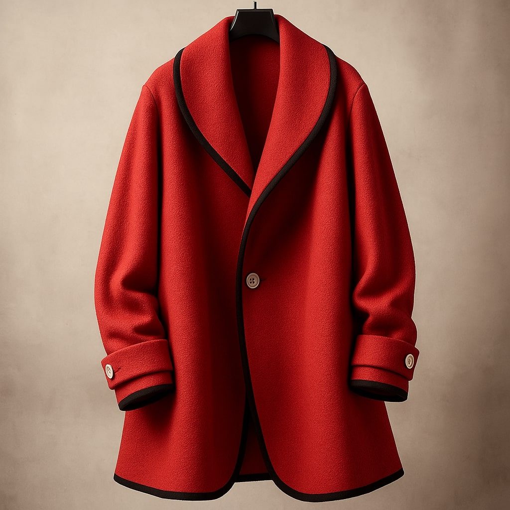 Coat Women - Swing Coat with Contrast Trim Lapel