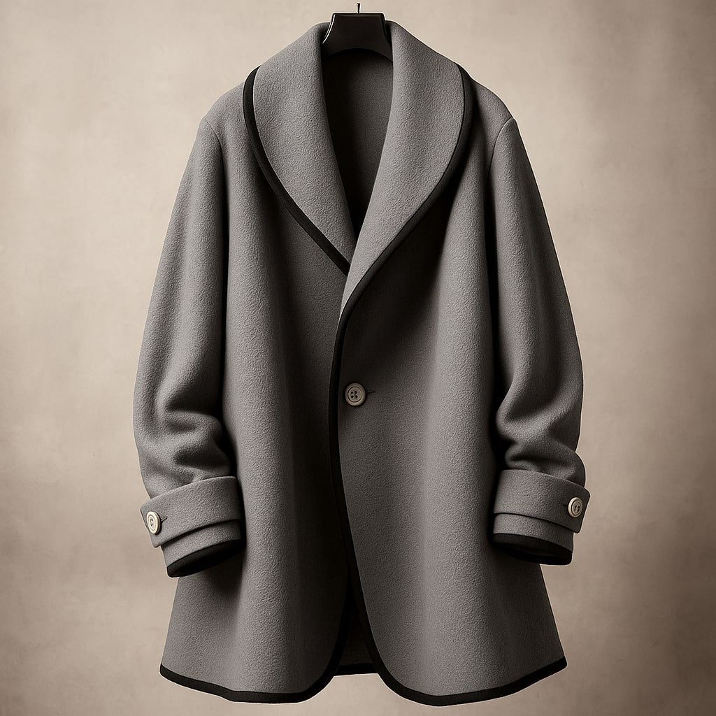 Coat Women - Swing Coat with Contrast Trim Lapel