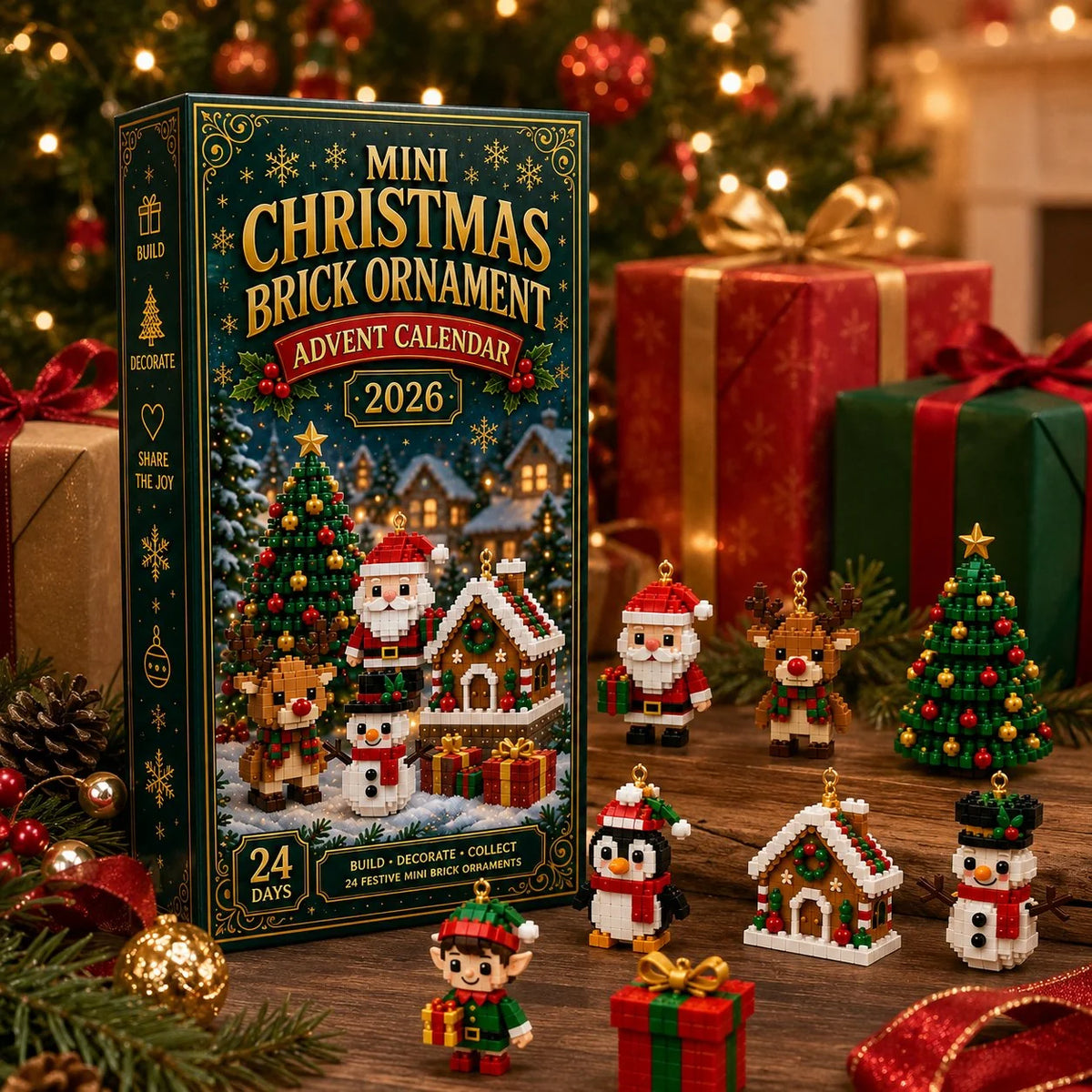 Advent Calendar – 24 mini plastic building sets, festive design