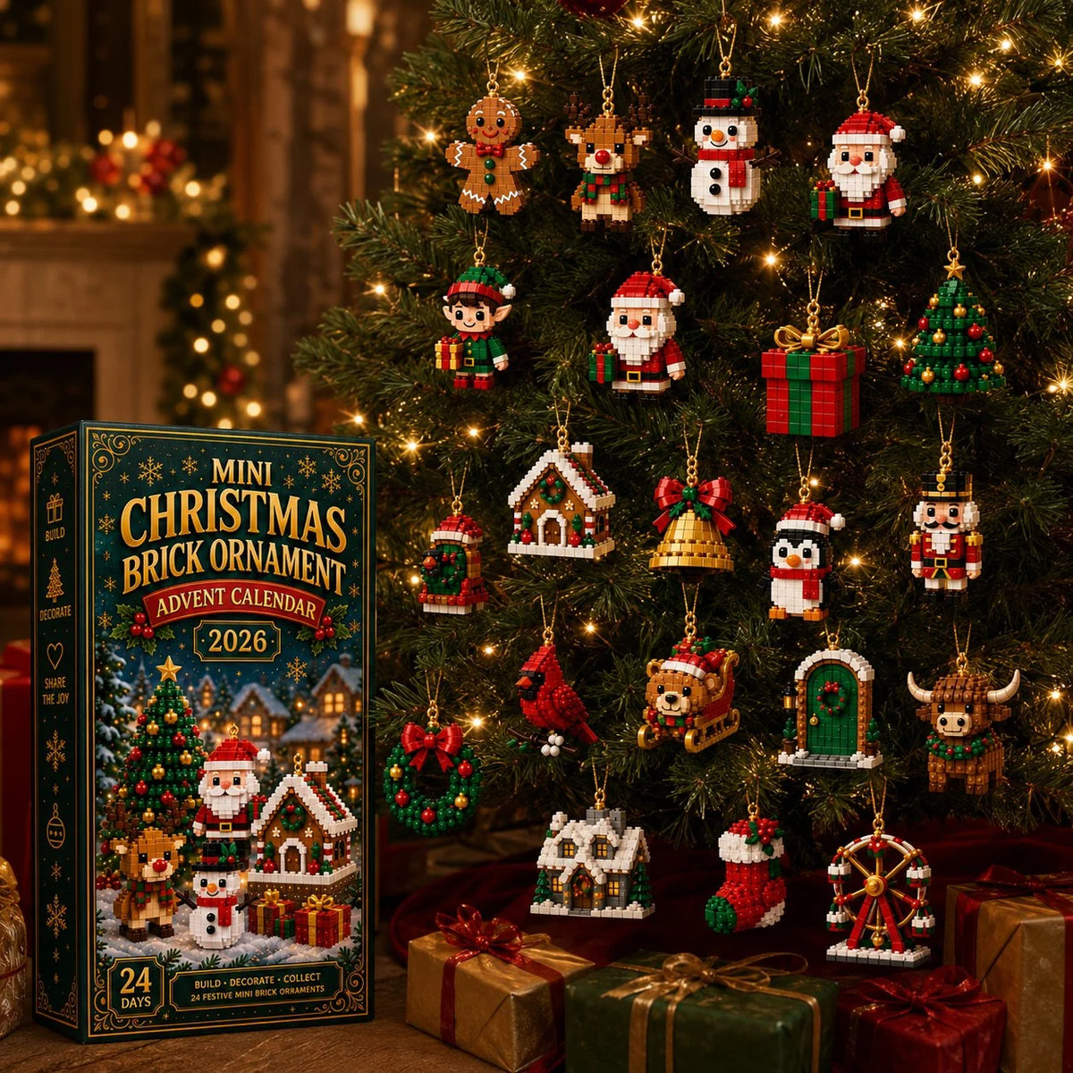 Advent Calendar – 24 mini plastic building sets, festive design