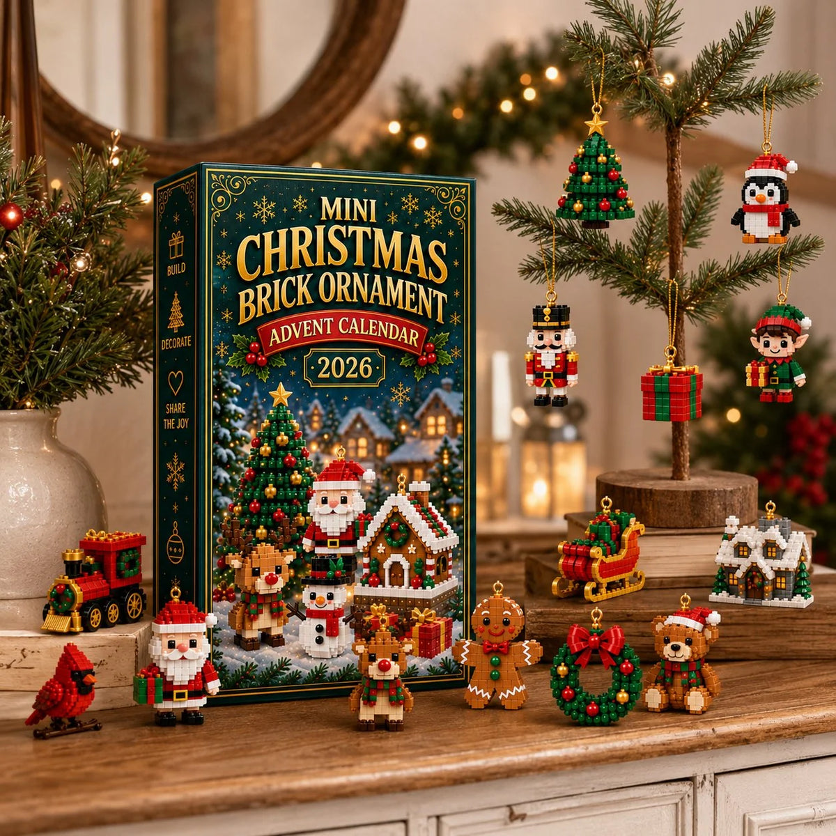 Advent Calendar – 24 mini plastic building sets, festive design