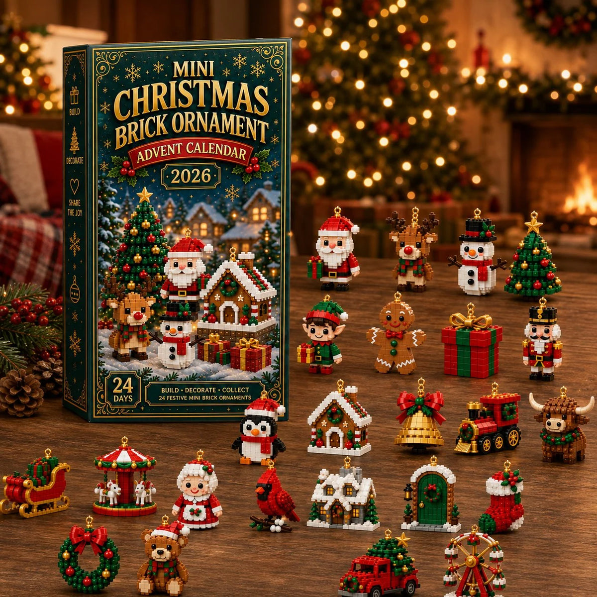 Advent Calendar – 24 mini plastic building sets, festive design
