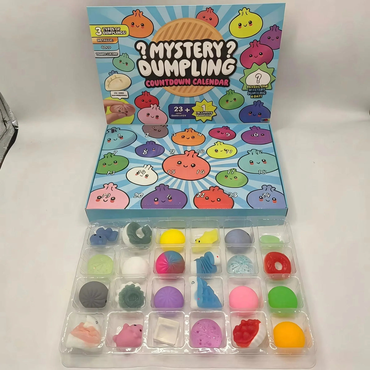 Advent Calendar – 24 squishy countdown figures, soft foam