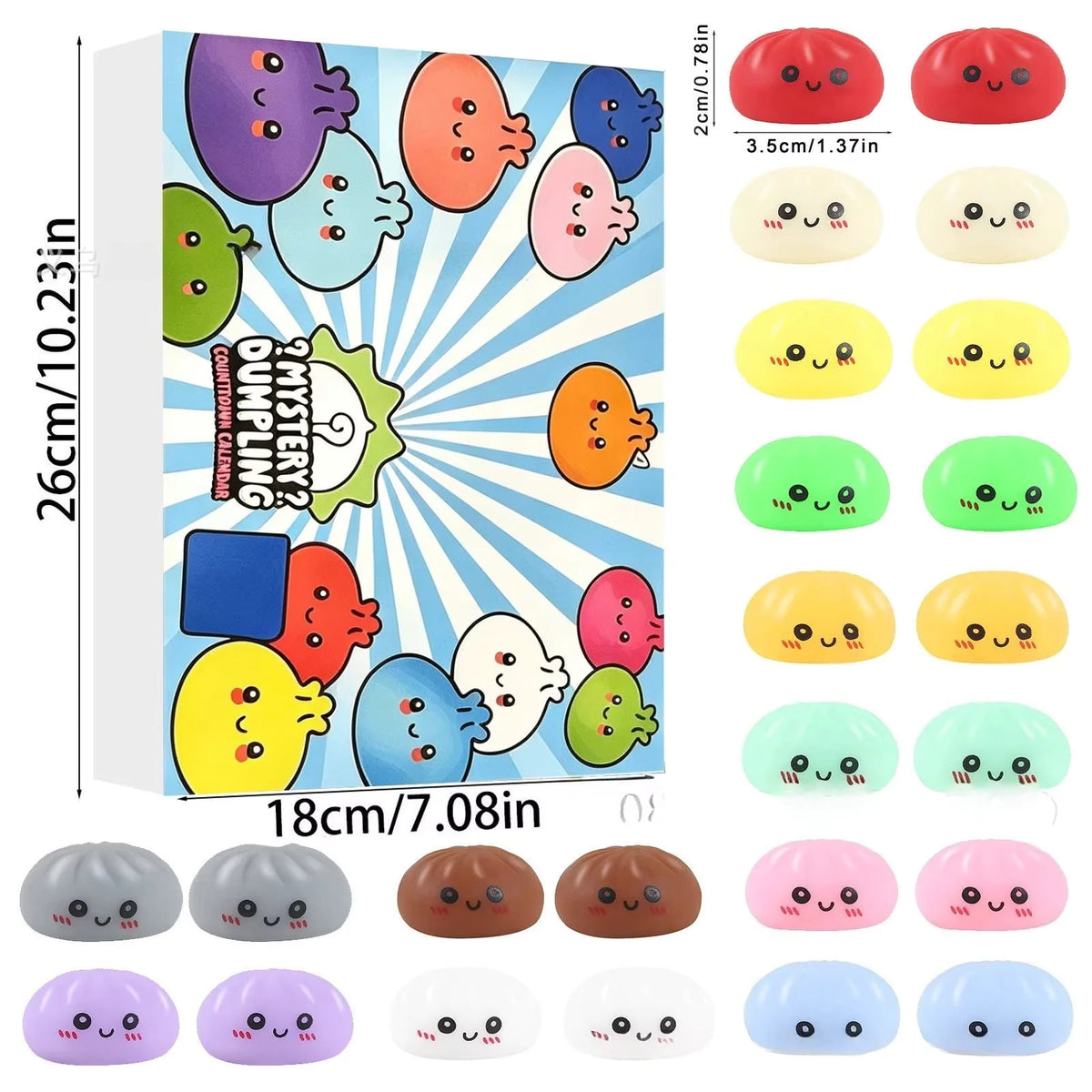 Advent Calendar – 24 squishy countdown figures, soft foam
