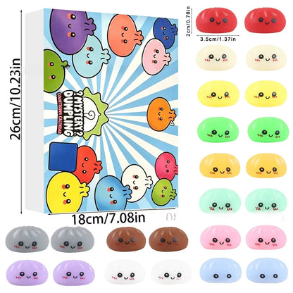 Advent Calendar – 24 squishy countdown figures, soft foam