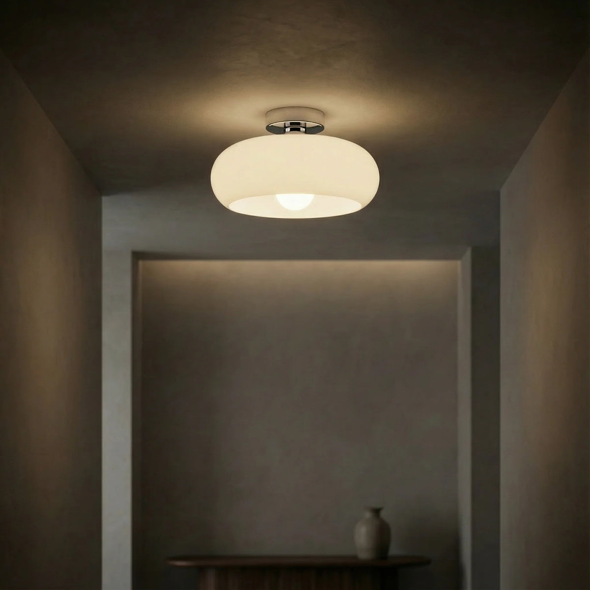 Amber Glass Ceiling Light – brass canopy, flush or pendant