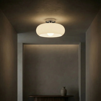 Amber Glass Ceiling Light – brass canopy, flush or pendant
