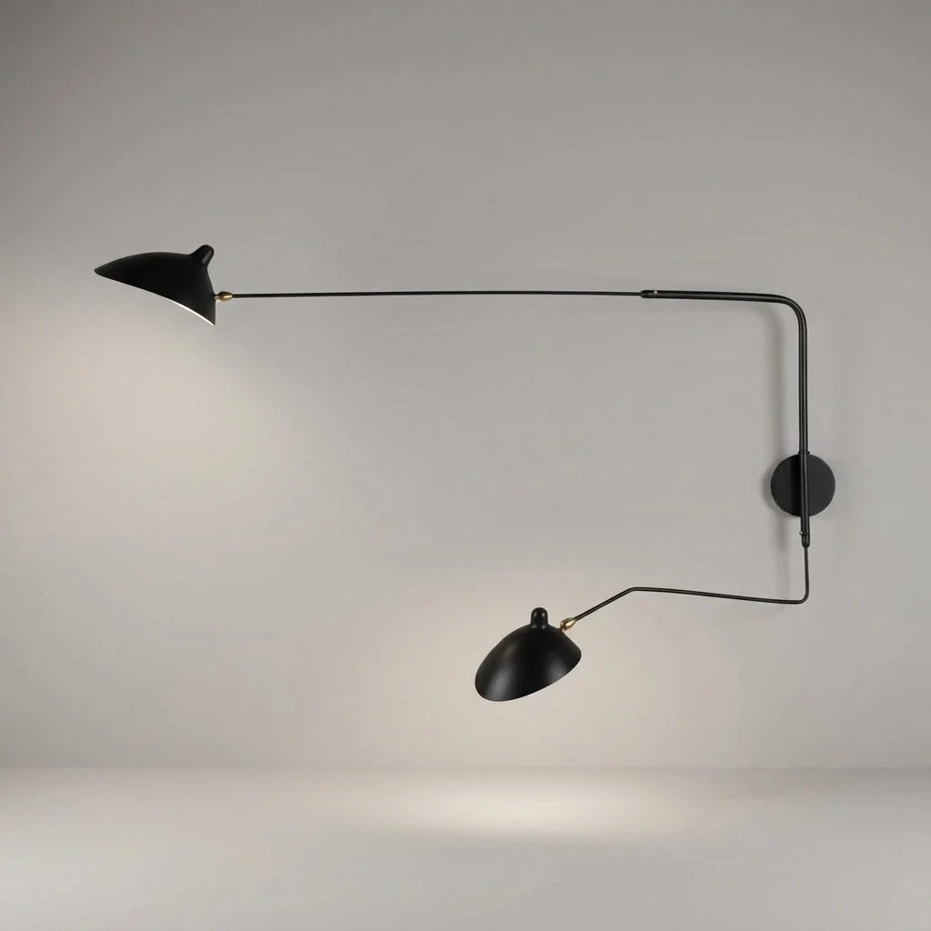 Articulated Wall Light – adjustable metal arms, rotating shades
