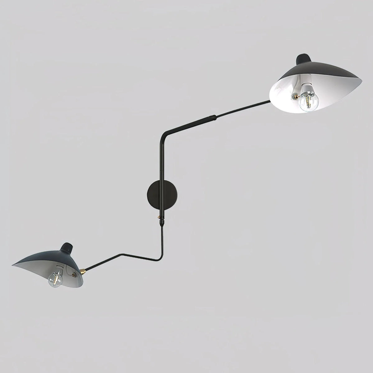 Articulated Wall Light – adjustable metal arms, rotating shades